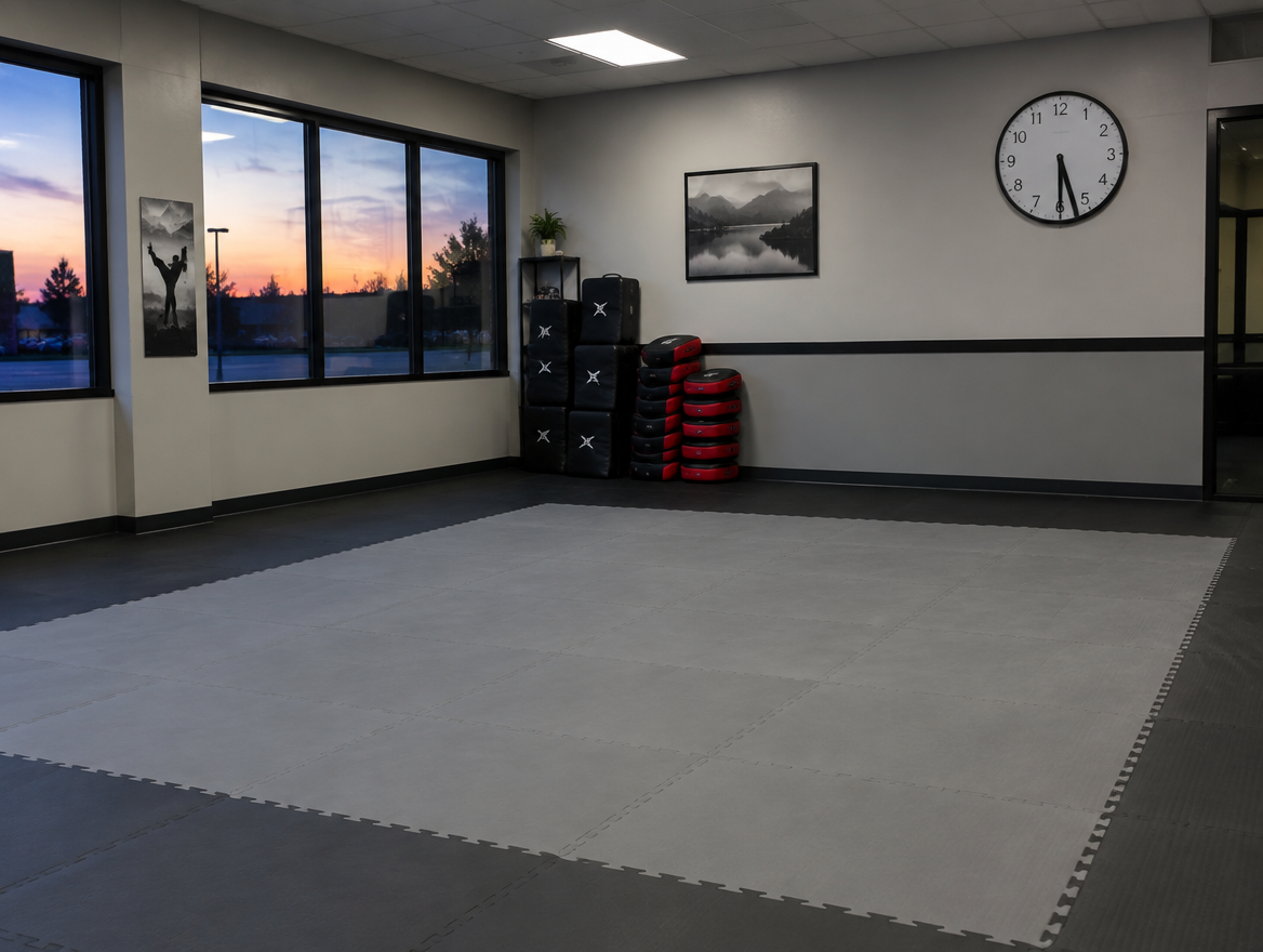 Empty trial slot on the mats at 5:30pm