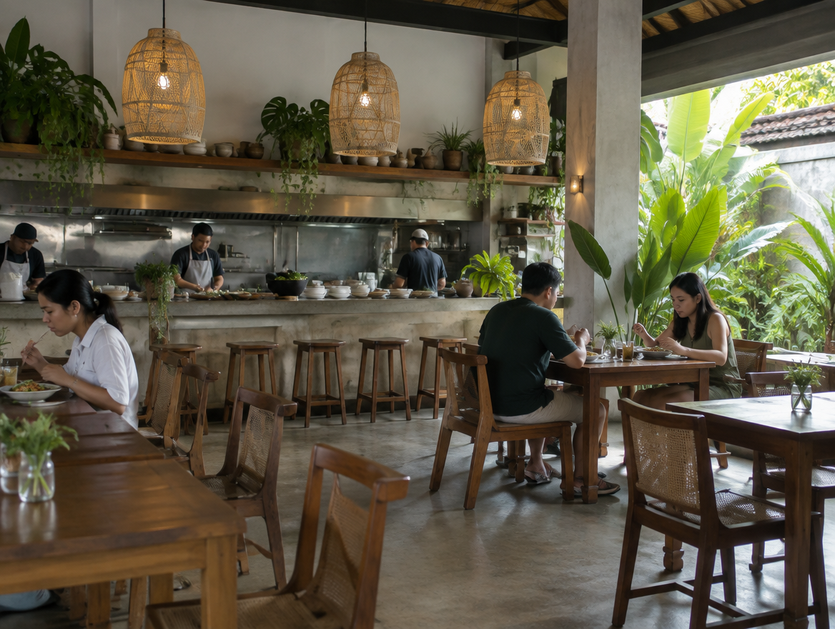 Quieter Indonesian dining room on a weekday afternoon